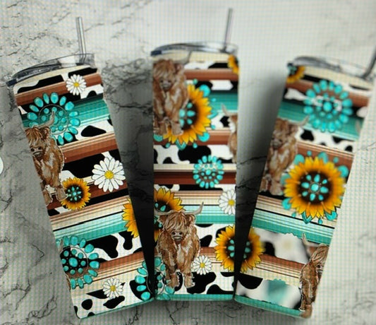 Turquoise and Brown 20 oz Stainless Steel Tumbler